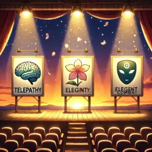 三つのスポットライトの中に、脳、花びら、仮面のアイコンが浮かんでいるイラスト。シン、ルー、南雲の三人の魅力を象徴している。