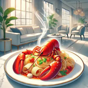 「フェルマーの料理」のイメージ。お皿に美しく盛り付けられた、湯気の立つ豪華なナポリタン。