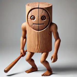 主人公トゥントゥントゥンサフールのイメージ画像。木製の可愛いキャラクターがバットを持っている。