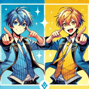 アニメ『フェルマーの料理』をイメージしたイラスト。TVerとABEMAのどちらを選ぶか、主人公の岳がナビゲートしている。