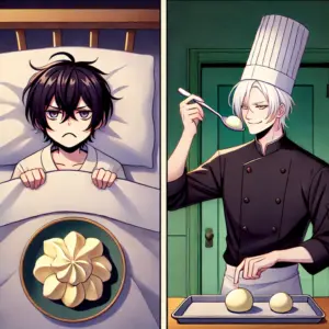  フェルマーの料理 第9話、海が扉越しに岳にクネルの実演を見せる場面。デセールに悩む岳への無言のメッセージ。